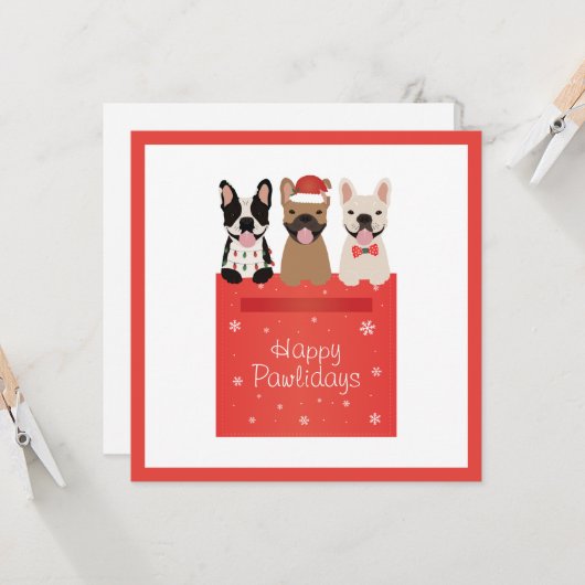 Carte Chiens de taureau français de Happy Pawlidays (Devant/Arrière en situation)