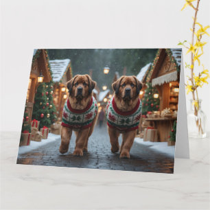 Carte Chiens de Terre-Neuve Noël Fête de la neige