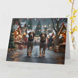 Carte Chiens de Wolfhound Noël Fête de la neige