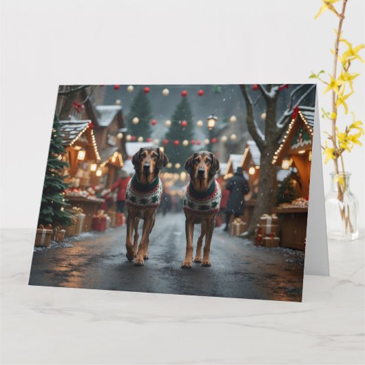Carte Chiens de Wolfhound Noël Fête de la neige (Fleur jaune)