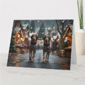 Carte Chiens de Wolfhound Noël Fête de la neige (Devant)