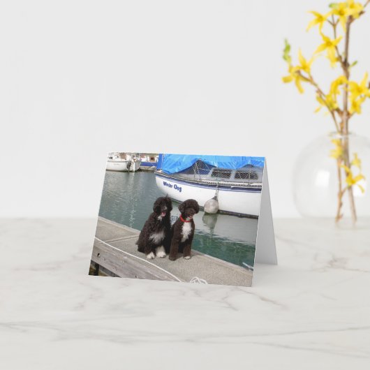 Carte Chiens d'eau sur le dock (Fleur jaune)