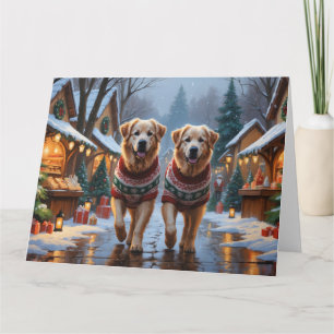 Carte Chiens des Pyrénées Noël Fête de la Neige