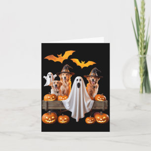 Carte Chiens d'Halloween avec citrouilles et chauves-sou