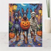 Carte Chiens Doberman Trick or Treating Halloween Costum (Devant)