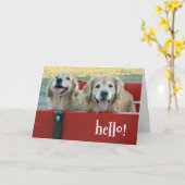 Carte Chiens d'or rétriever en Wagon rouge penser à vous (Fleur jaune)