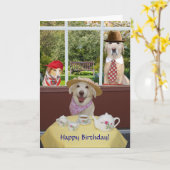 Carte Chiens drôles/anniversaire femelle de laboratoires (Fleur jaune)