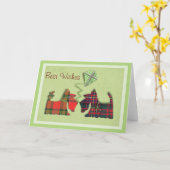 Carte Chiens écossais de Tartan mignons Anniversaire/Car (Fleur jaune)