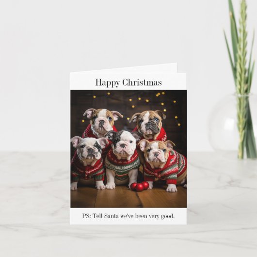 Carte Chiens en taupe dans les pulls de Noël (Devant)