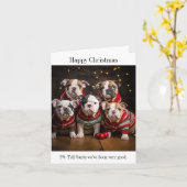 Carte Chiens en taupe dans les pulls de Noël (Fleur jaune)