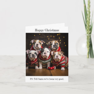Carte Chiens en taupe dans les pulls de Noël