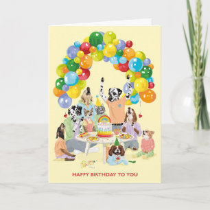 Carte Chiens et chats Fête de gâteaux d'anniversaire