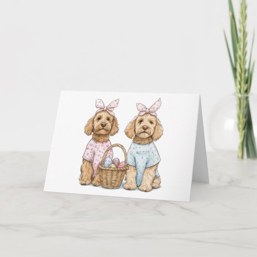 Carte Chiens Goldendoodle de Pâques (Devant)