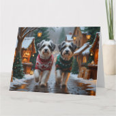 Carte Chiens Havanais Noël Neige Vacances (Devant)