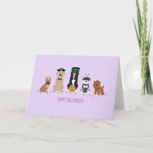 Carte Chiens heureux Halloween Violet (Devant)