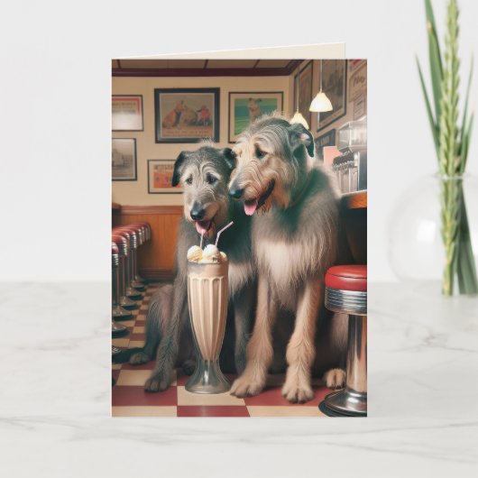 Carte Chiens Irlandais Wolfhound En Diner Rétro (Devant)