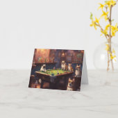 Carte Chiens jouant au billard ils grattent beaucoup ann (Fleur jaune)