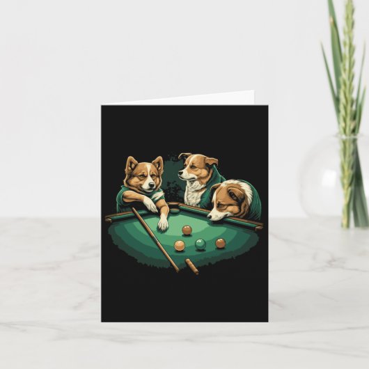Carte Chiens Jouer Table Billard Billard 8 Ball (Devant)