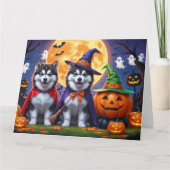 Carte Chiens malamuts de l'Alaska Citrouille Halloween d (Devant)