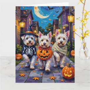 Carte Chiens maltais Costumes d'Halloween en Trick ou en