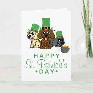 Carte Chiens mignons de la Saint-Patrick avec chapeaux d