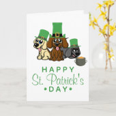 Carte Chiens mignons de la Saint-Patrick avec chapeaux d (Fleur jaune)