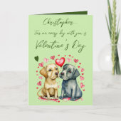 Carte Chiens mignons nom vert Saint Valentin (Devant)