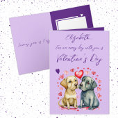 Carte Chiens mignons nom violet Saint-Valentin