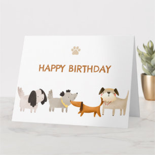 Carte Chiens mignons paw animal heureux anniversaire