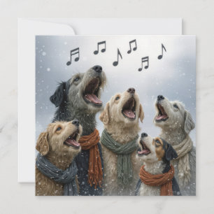 Carte Chiens qui chantent des chants de Noël dans des fl