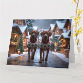 Carte Chiens Rhodesian Ridgeback Noël Neige Fêtes (Fleur jaune)