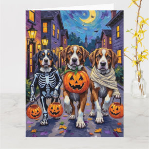 Carte Chiens Saint-Bernard en costumes d'Halloween