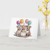 Carte Chiens taureaux de Pit d'anniversaire (Fleur jaune)