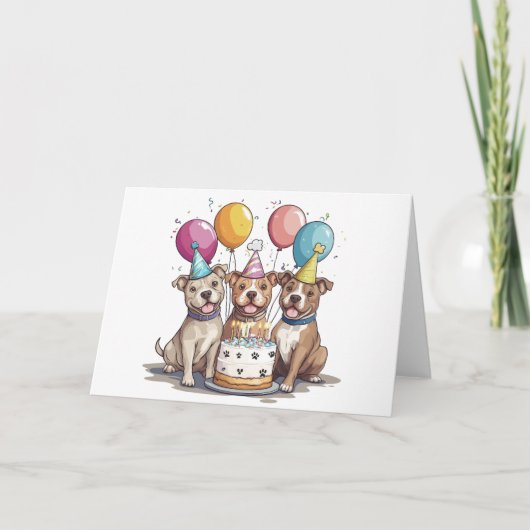 Carte Chiens taureaux de Pit d'anniversaire (Devant)