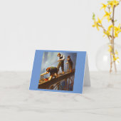 Carte Chiens travaillant en acier haute (Fleur jaune)