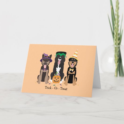 Carte Chiens Trick Or Treat Dans Des Costumes D'Hallowee (Devant)