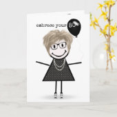 Carte Chiffre 80e anniversaire avec ballons (Fleur jaune)