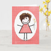 Carte Chiffre Anniversaire Fille Sur En vichy Rouge (Fleur jaune)