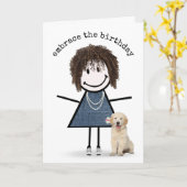 Carte Chiffre d'anniversaire fille avec Golden Retriever (Fleur jaune)