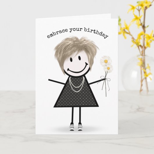 Carte Chiffre d'anniversaire fille avec marguerites (Fleur jaune)