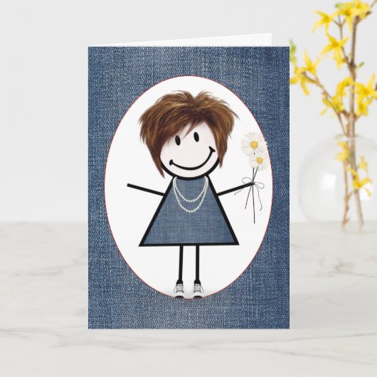 Carte Chiffre d'anniversaire fille avec marguerites (Fleur jaune)