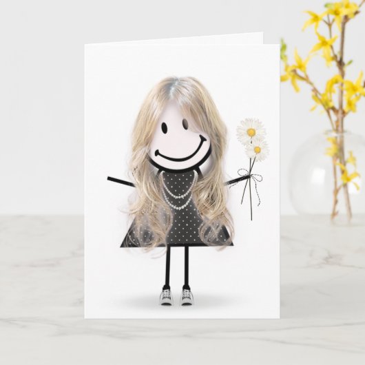Carte Chiffre d'anniversaire fille pour ami (Fleur jaune)