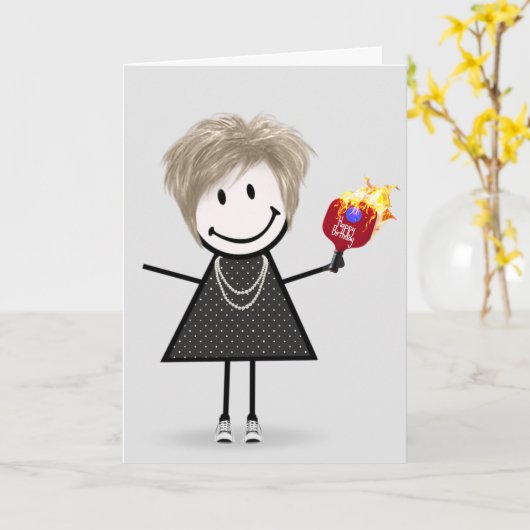 Carte Chiffre de Pickleball Anniversaire (Fleur jaune)