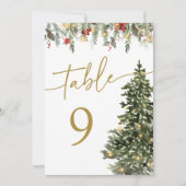 Carte Chiffres de table Mariages des feux de pin de Noël (Devant)