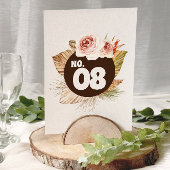 Carte Chiffres de table Rustique Boho Pampas Grass Maria