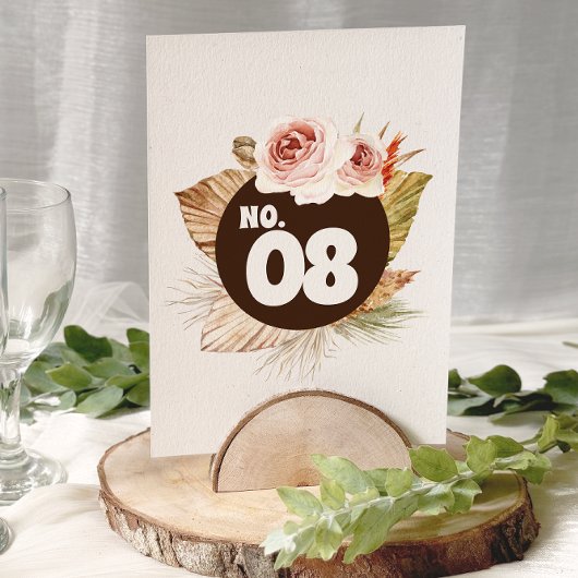 Carte Chiffres de table Rustique Boho Pampas Grass Maria