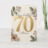 Carte Chiffres dorés élégants Botanique 70e anniversaire (Devant)