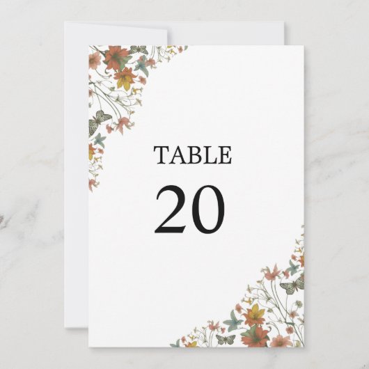 Carte Chiffres du Mariage Boho blanc floral (Devant)