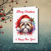 Carte Chih Tzu Chien à Santa Hat Noël