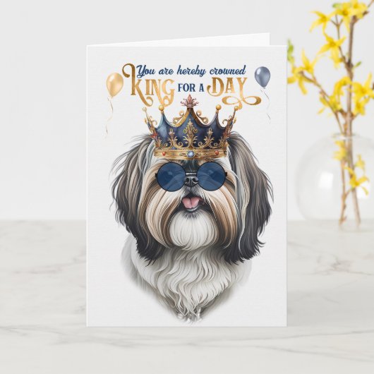 Carte Chih Tzu Chien King pour une journée d'anniversair (Fleur jaune)